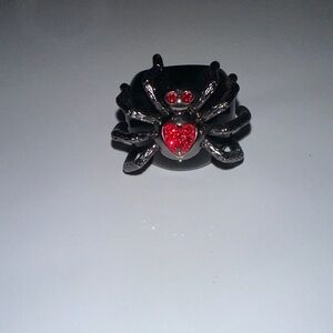 Vintage Betsey Johnson Black Ring with Red Spider Design